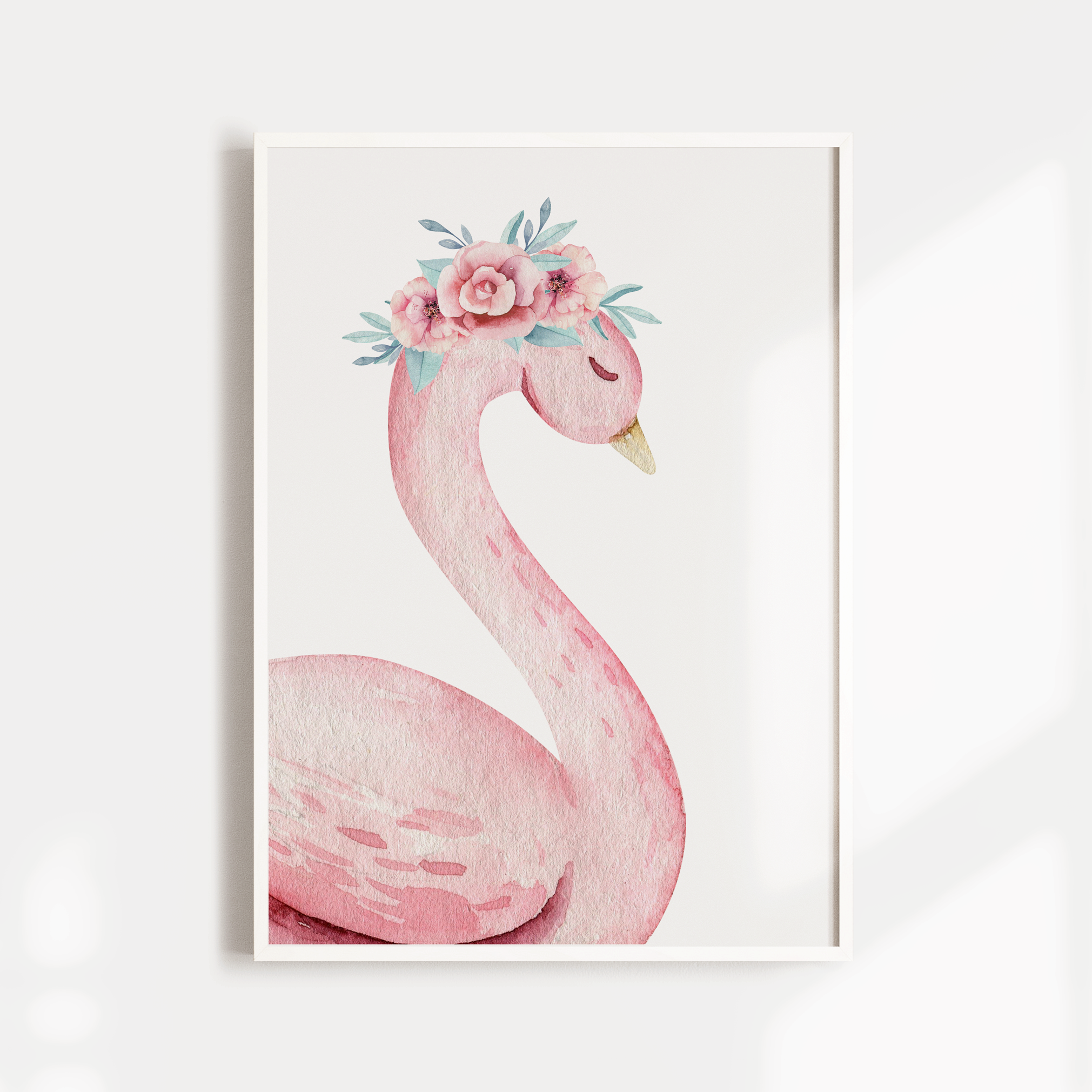 Pink Floral Watercolour Swans & Name Prints