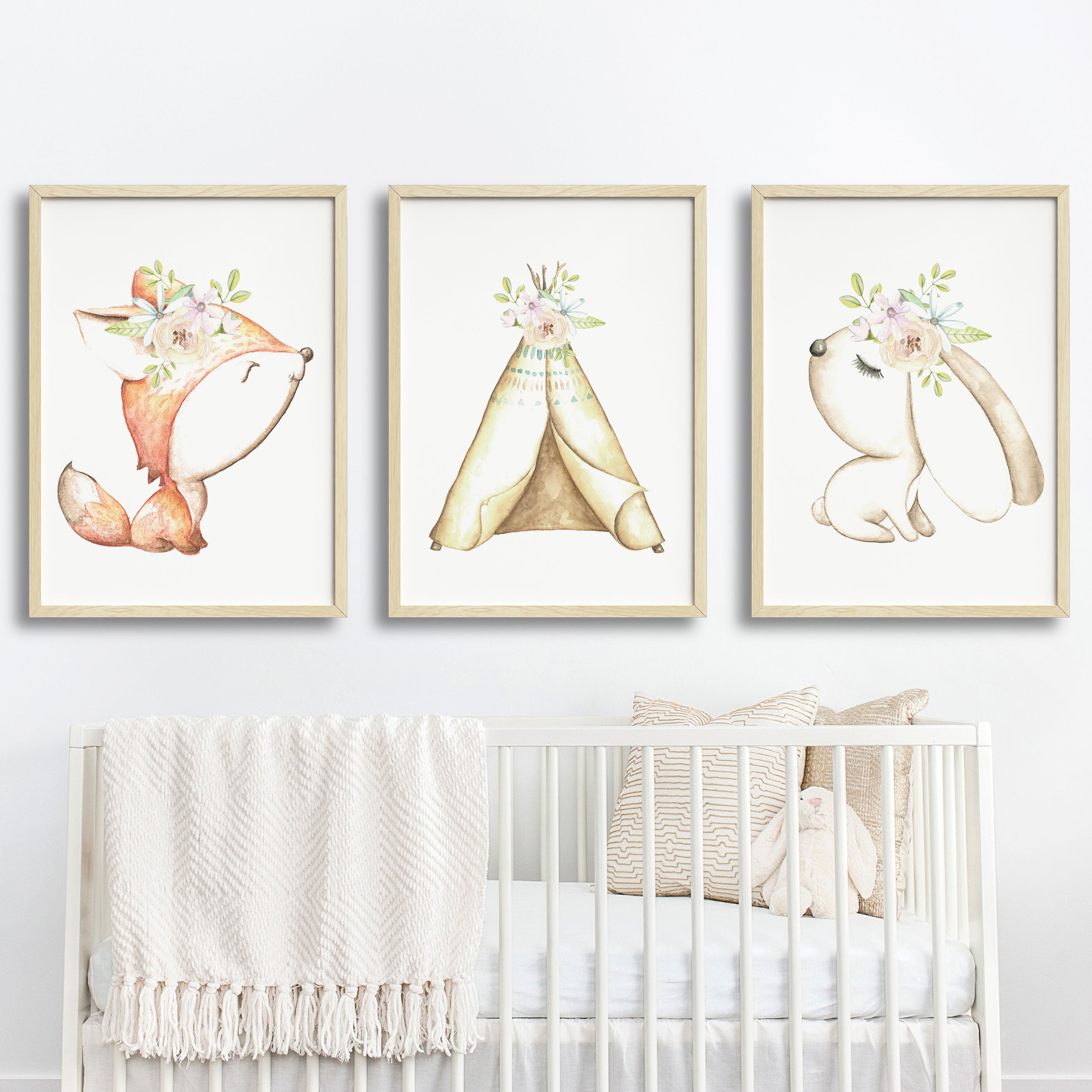 Woodland Fox, Bunny & Teepee Prints