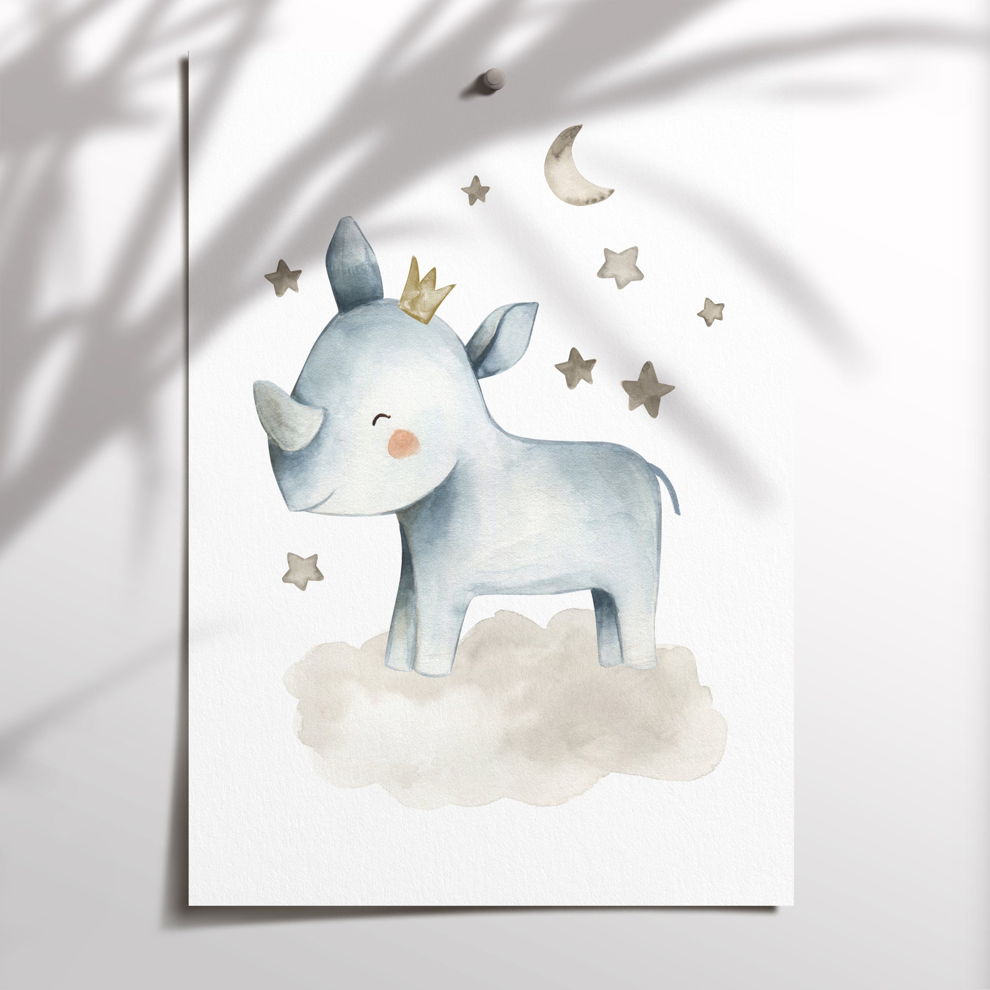 Hippo & Stars Print