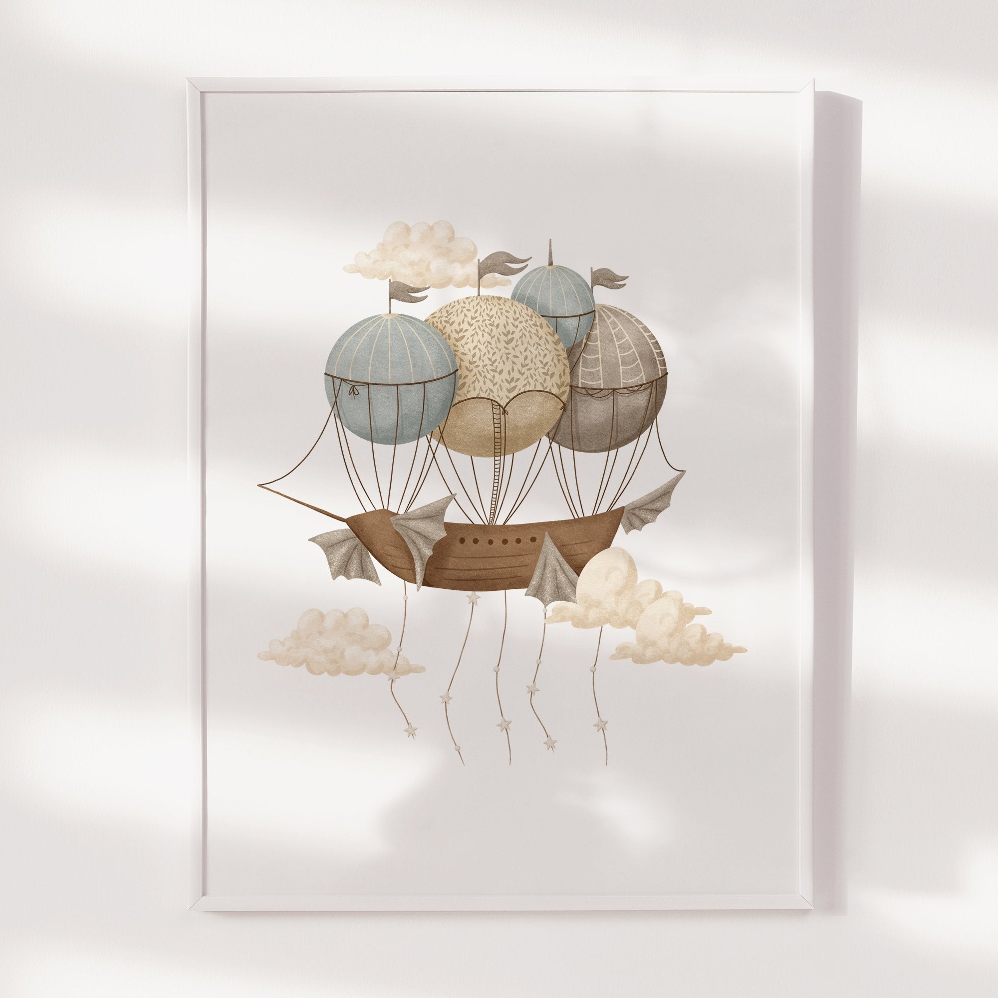 Hot Air Balloon Ship Print