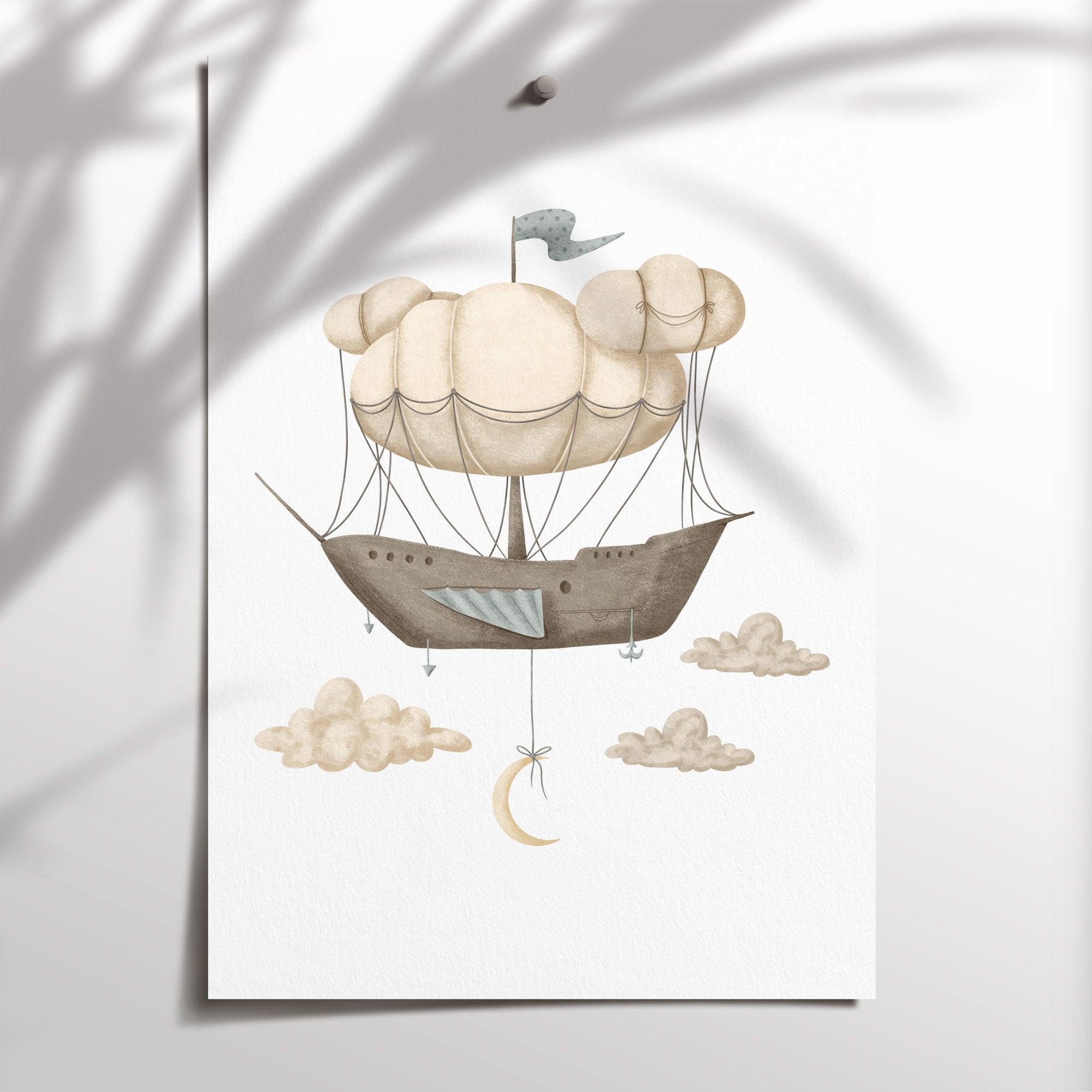 Hot Air Balloon Ship Print