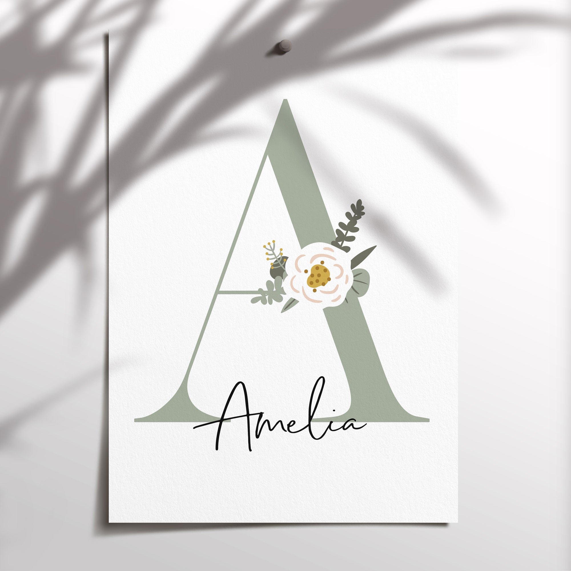 Mermaid, Moon & Name Print