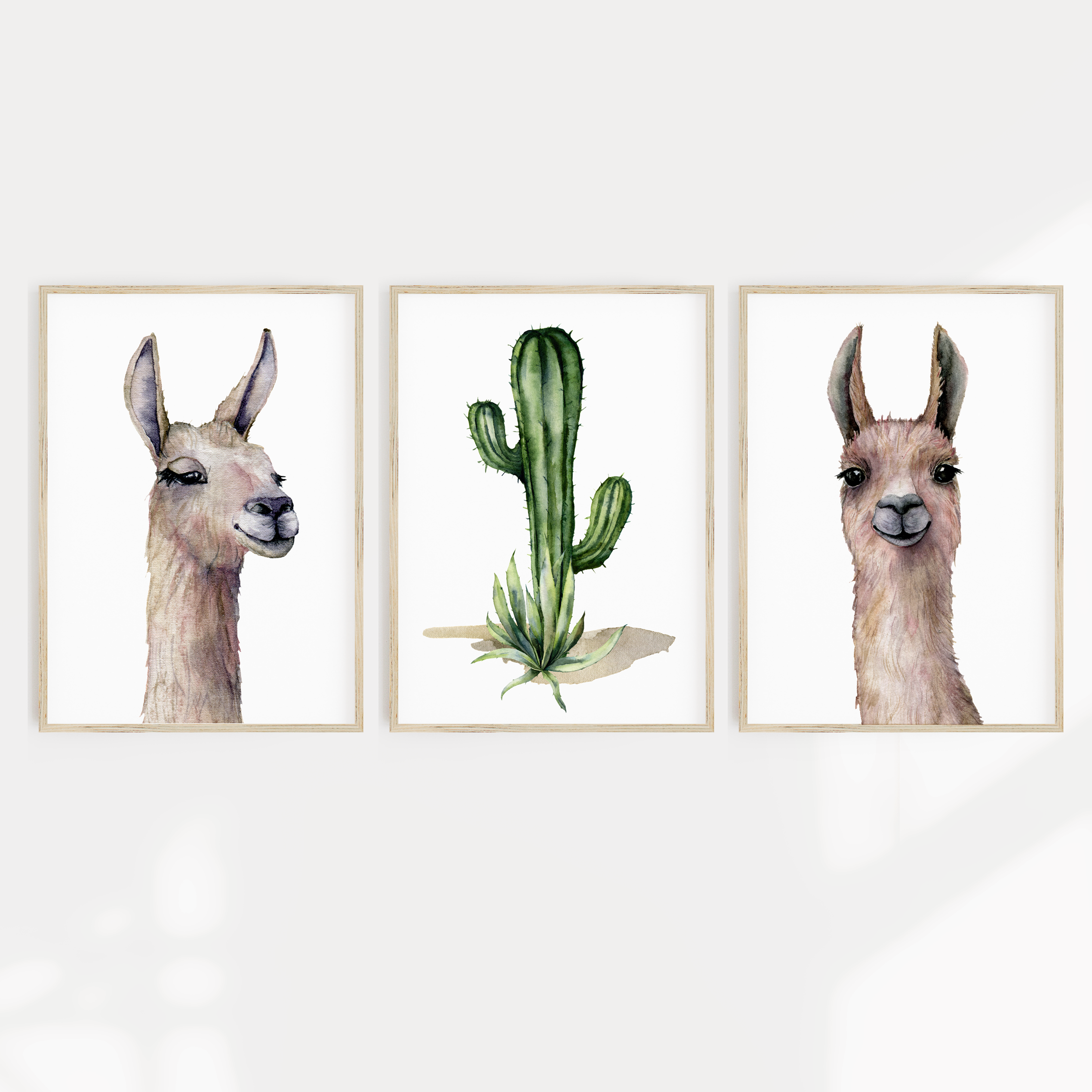 Watercolour Llama Alpaca & Cactus Prints