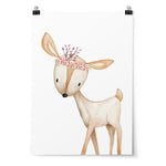 Girls Woodland Deer, Nursery Animal Prints, 
